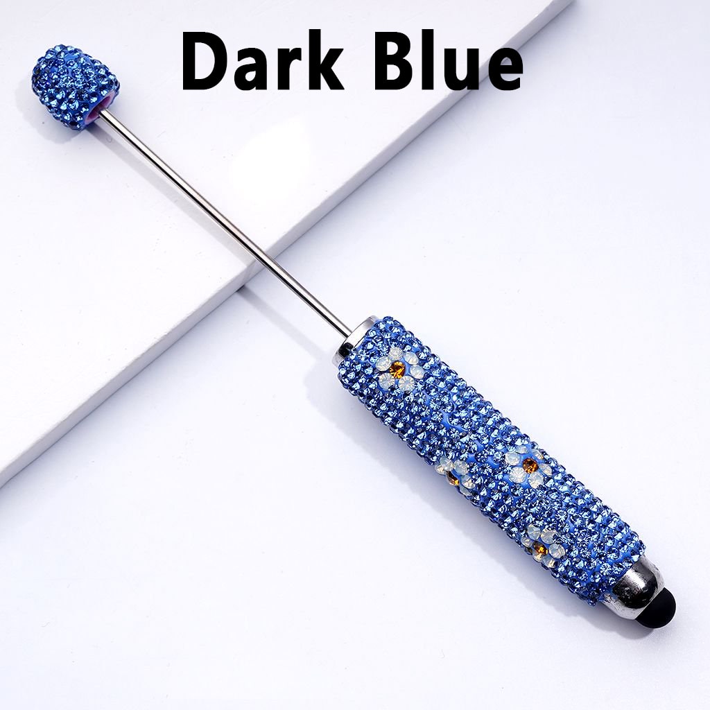 Beadable Clay Stylus Pen Adorned with Charming Mini Flowers & Sparkling Multi-Color Rhinestones