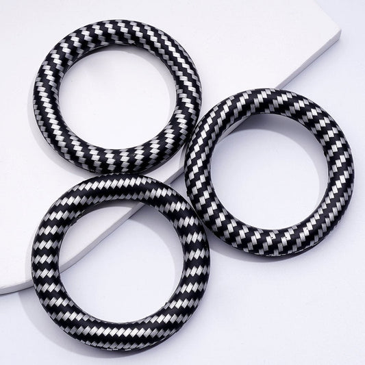 Black and White Checkered Silicone Ring Frame Bead – 65MM, Soft Car Hanger Charm Loop