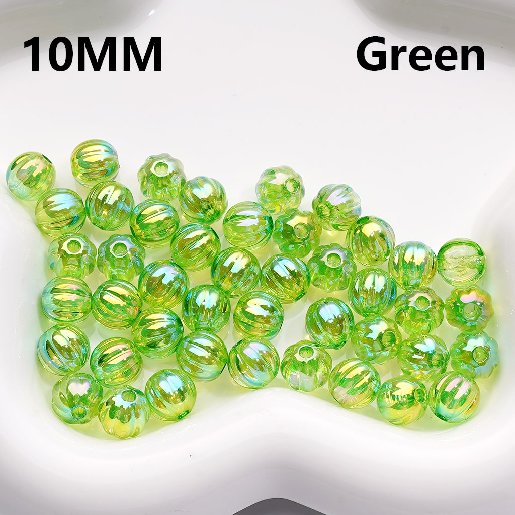 UV Coated Translucent Pumpkin Halloween Design Multi-Color Acrylic Beads 10MM