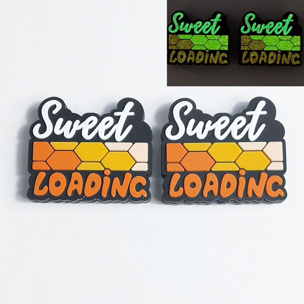 Glowing "Sweet Loading" Text Silicone Focal Beads Luminous Design