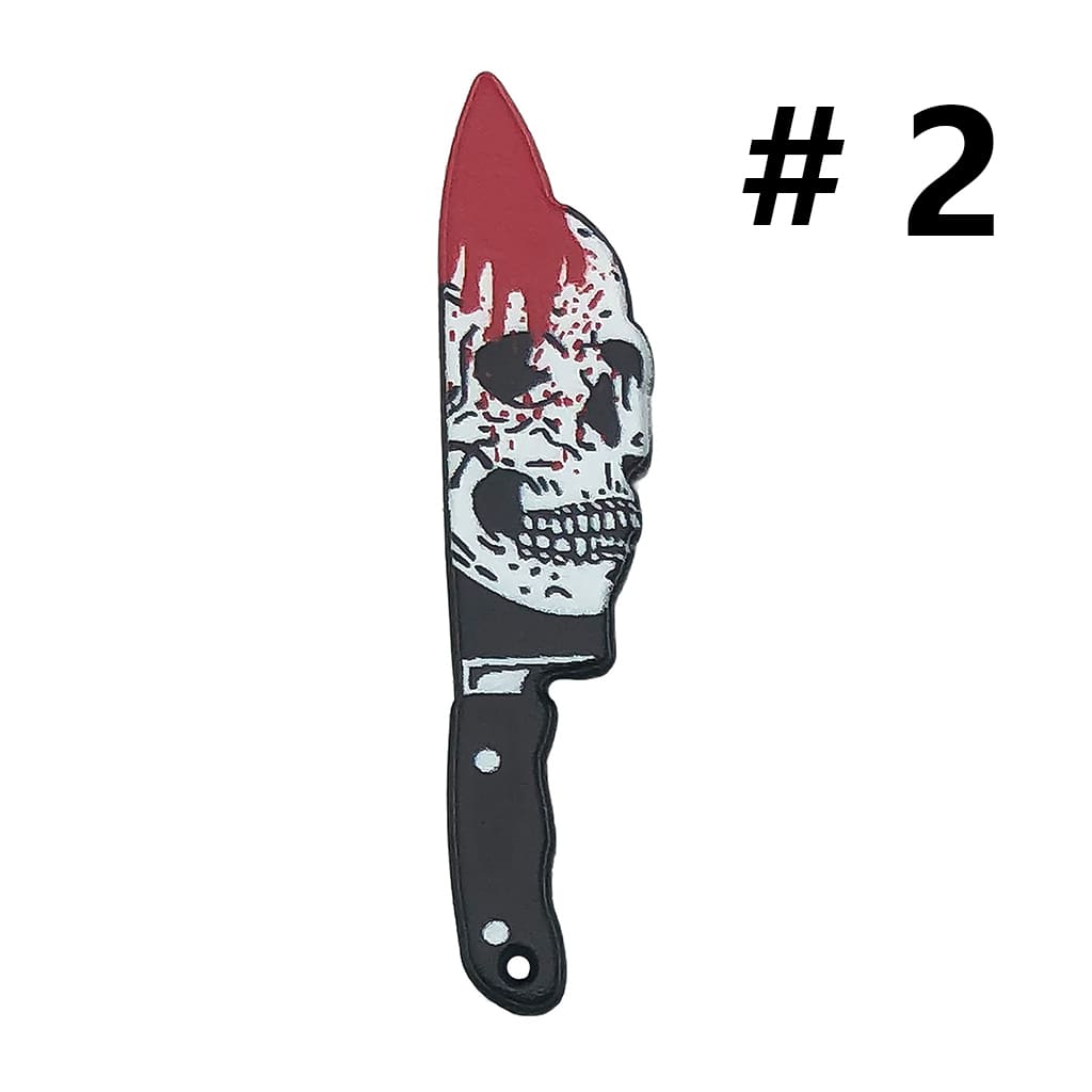 Halloween Skull & Knife Design with Bloody Flower Prints Plastic Beads Horror Jewelry Accessories