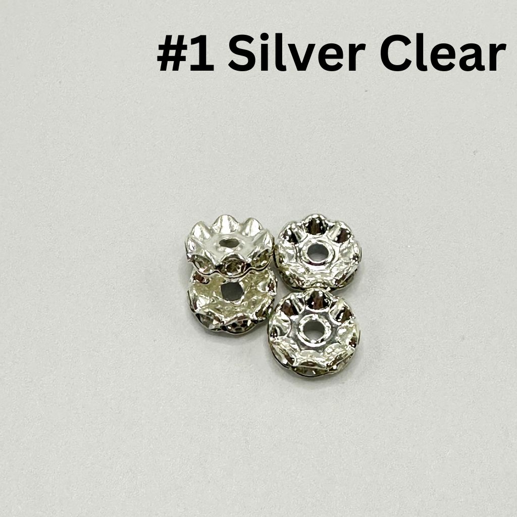 Wavy Shape Metal Spacers with Rhinestones in Solid Colors, 10mm