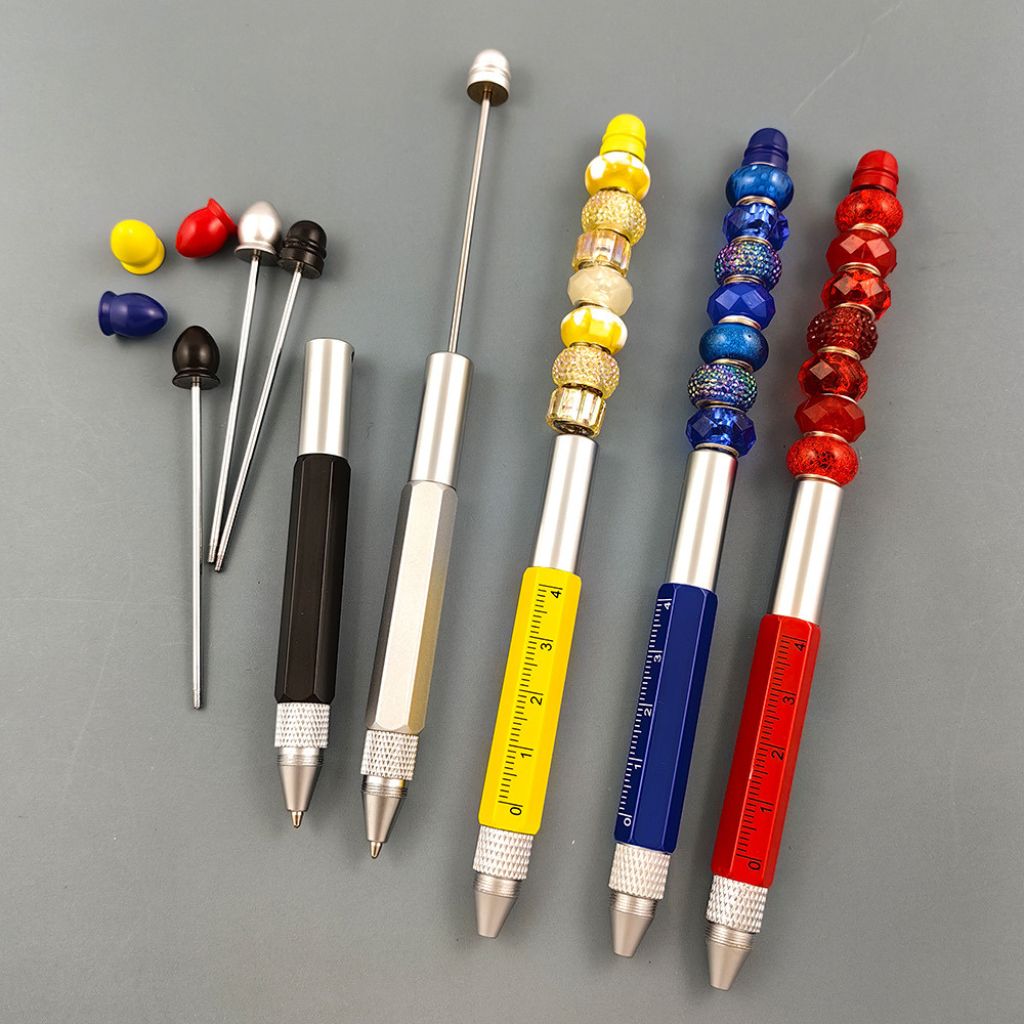 Multifunction Screwdriver Pens with Ruler and Metal Beadable Pens