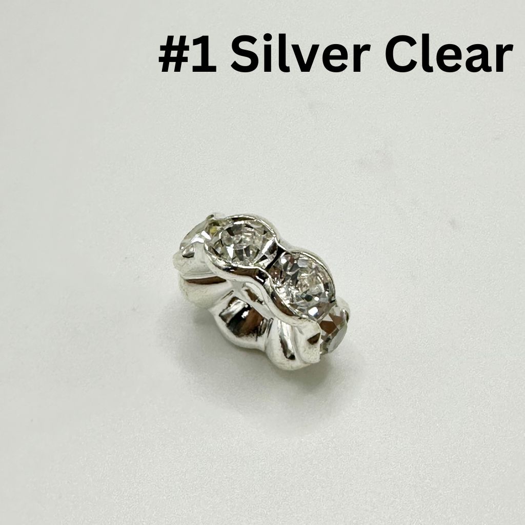 Wavy Spacers with Rhinestones in Solid Colors, Huge, 20mm, ZJ