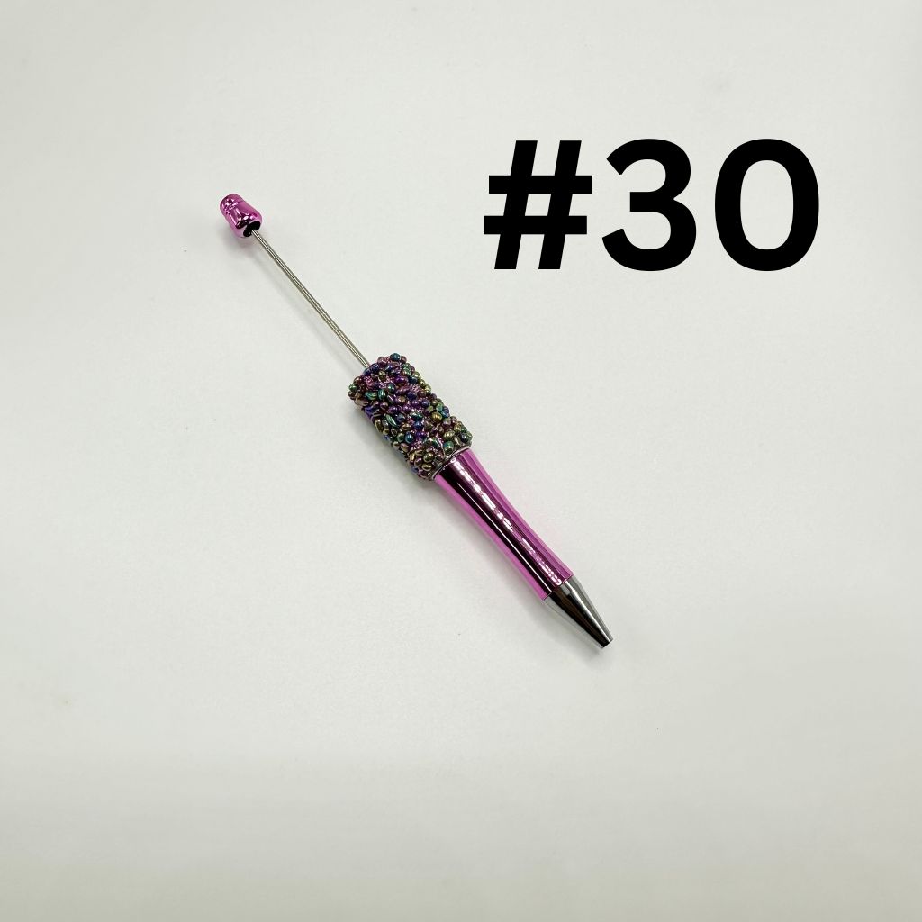 Solid Color Plastic Beadable Pens with tiny Pebbles