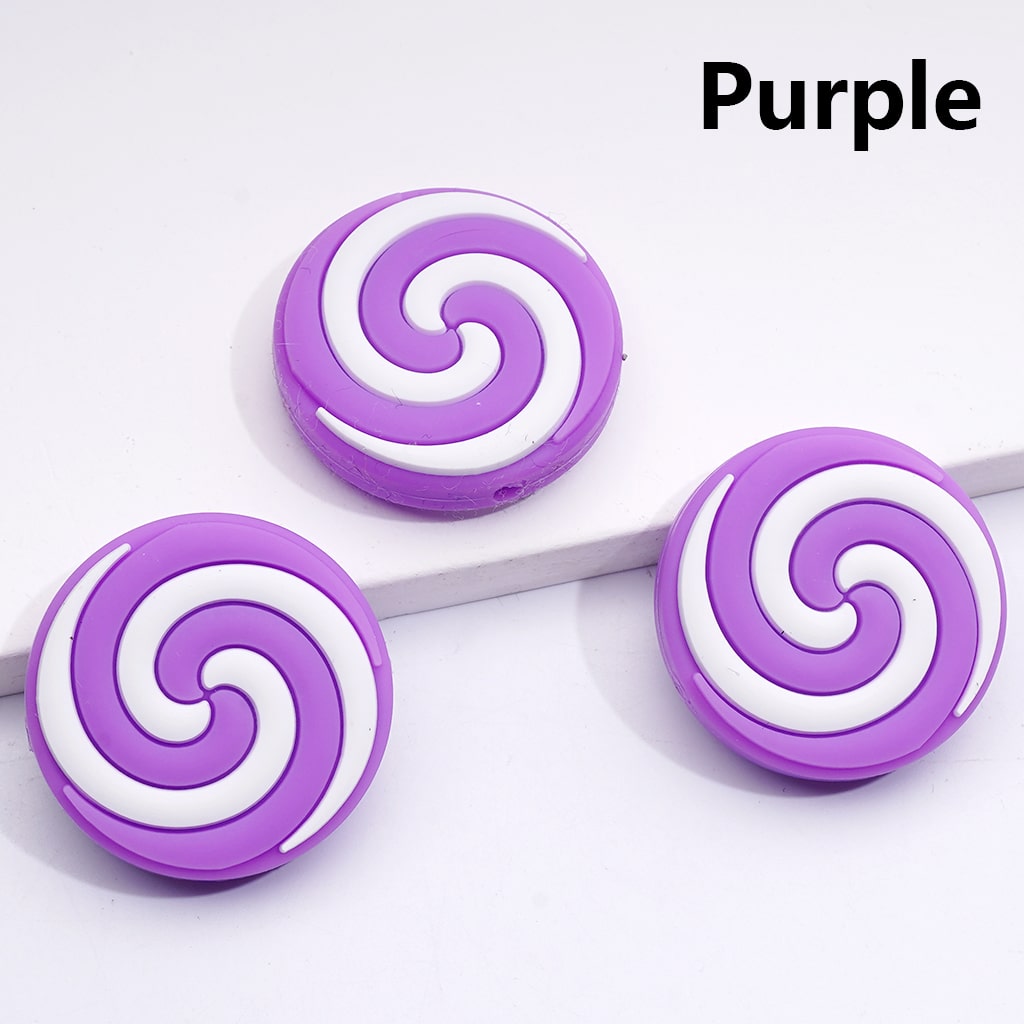 Round Pink White Lollipop Candy Silicone Focal Beads