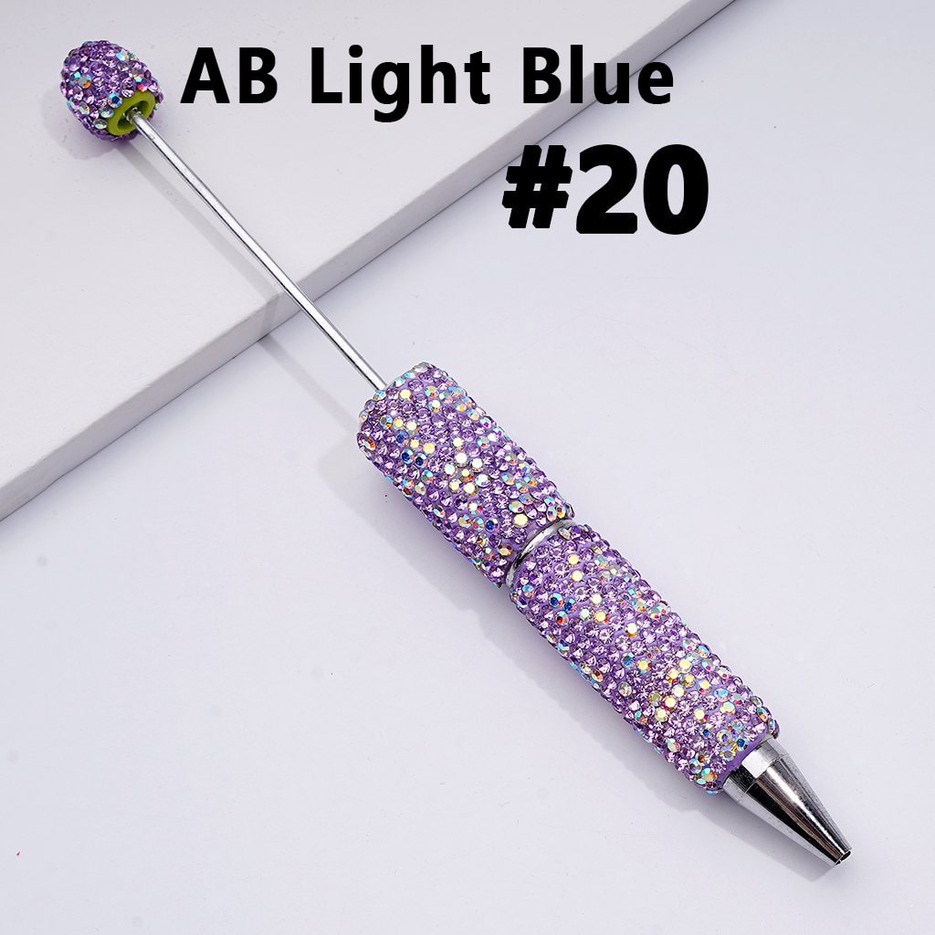 Beadable Clay Pens – Fully Wrapped in Multi-Color & AB Rhinestones for a Vibrant, Eye-Catching Design