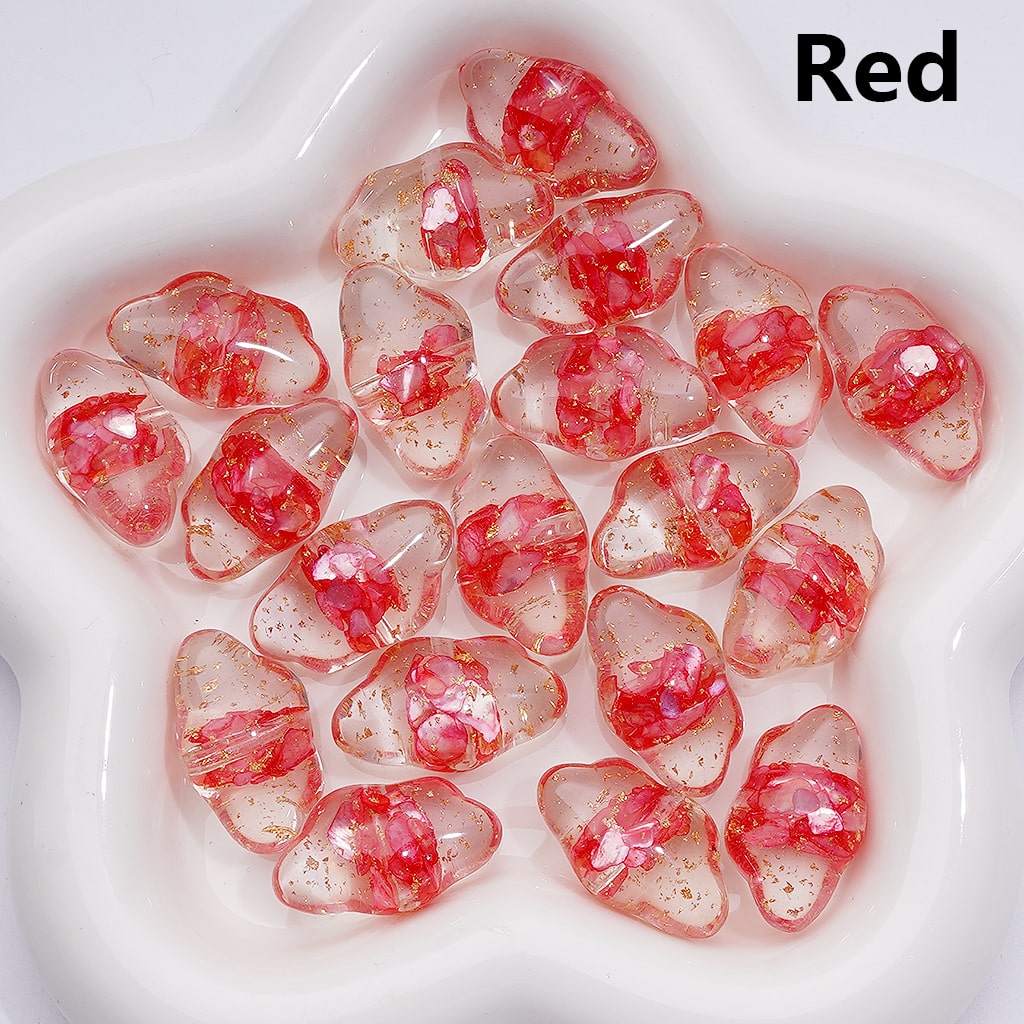 Clear Heart Acrylic Beads with Multi-Color Shells & Gold Foil Paper 13*22MM (Single Color is available for 200pcs(Whole bag))