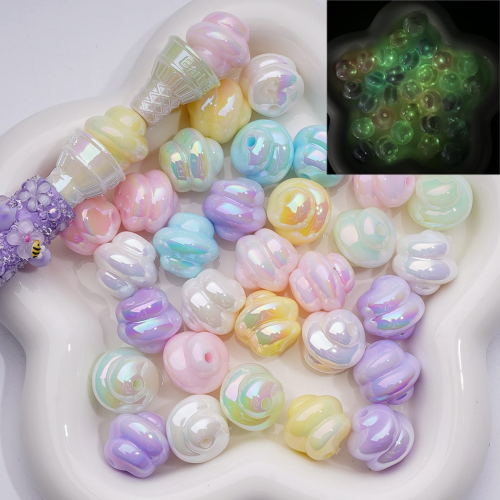 Luminous Ice Cream UV Coating Acrylic Bead 17*17MM (Single Color is available for 200pcs Whole bag)