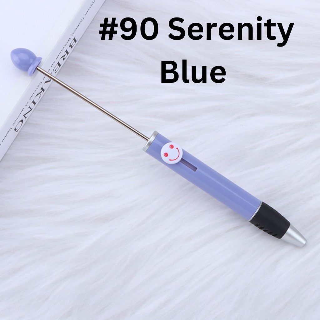 Fashionable DIY Plastic Beadable Pen with Smile Emoji in Solid Colors