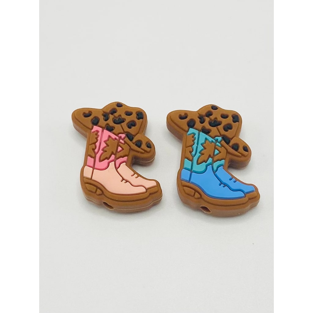 Cowboy Hats with Cowboy Boots Silicone Focal Beads