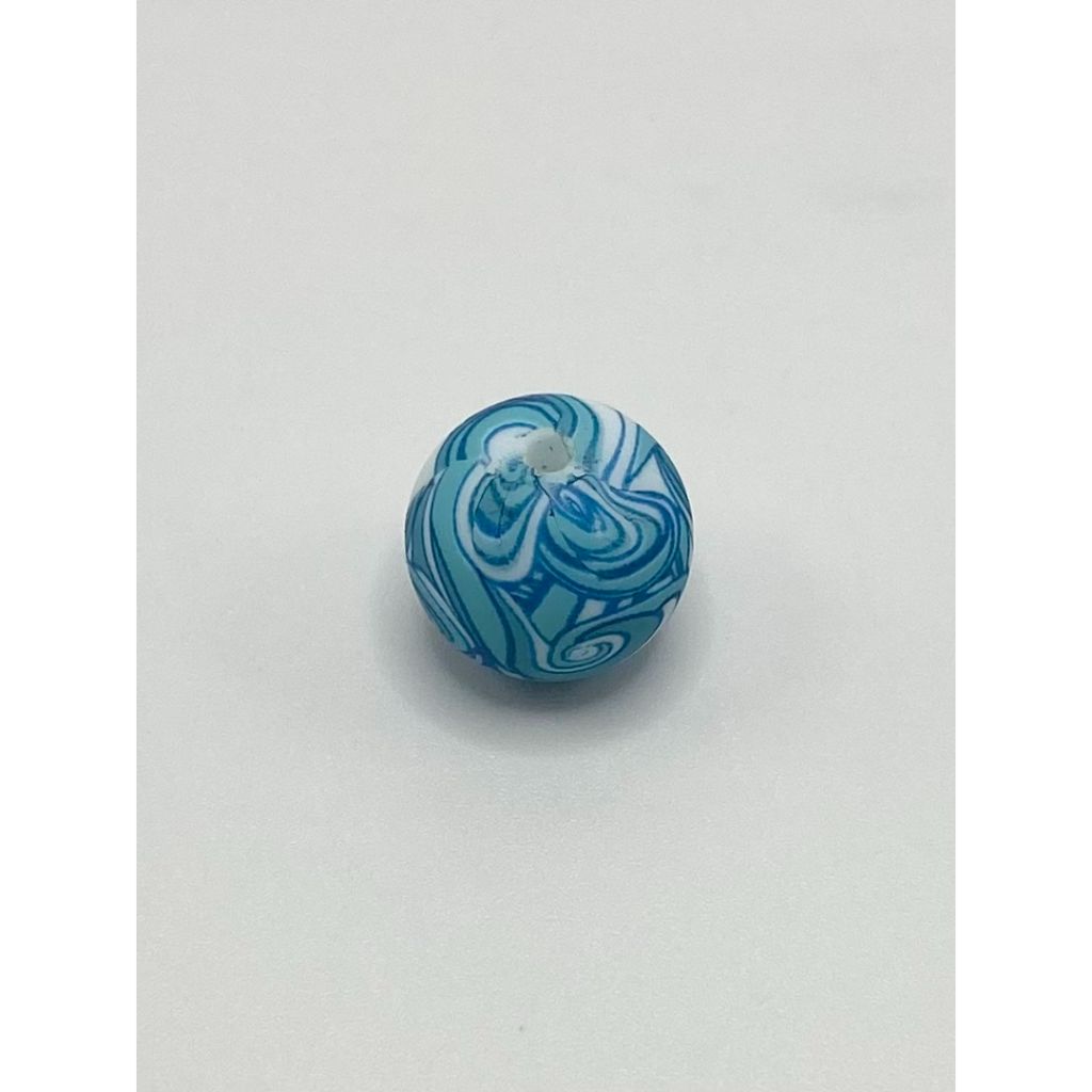Teal & Turquoise Circle Printed Silicone Beads Number 406