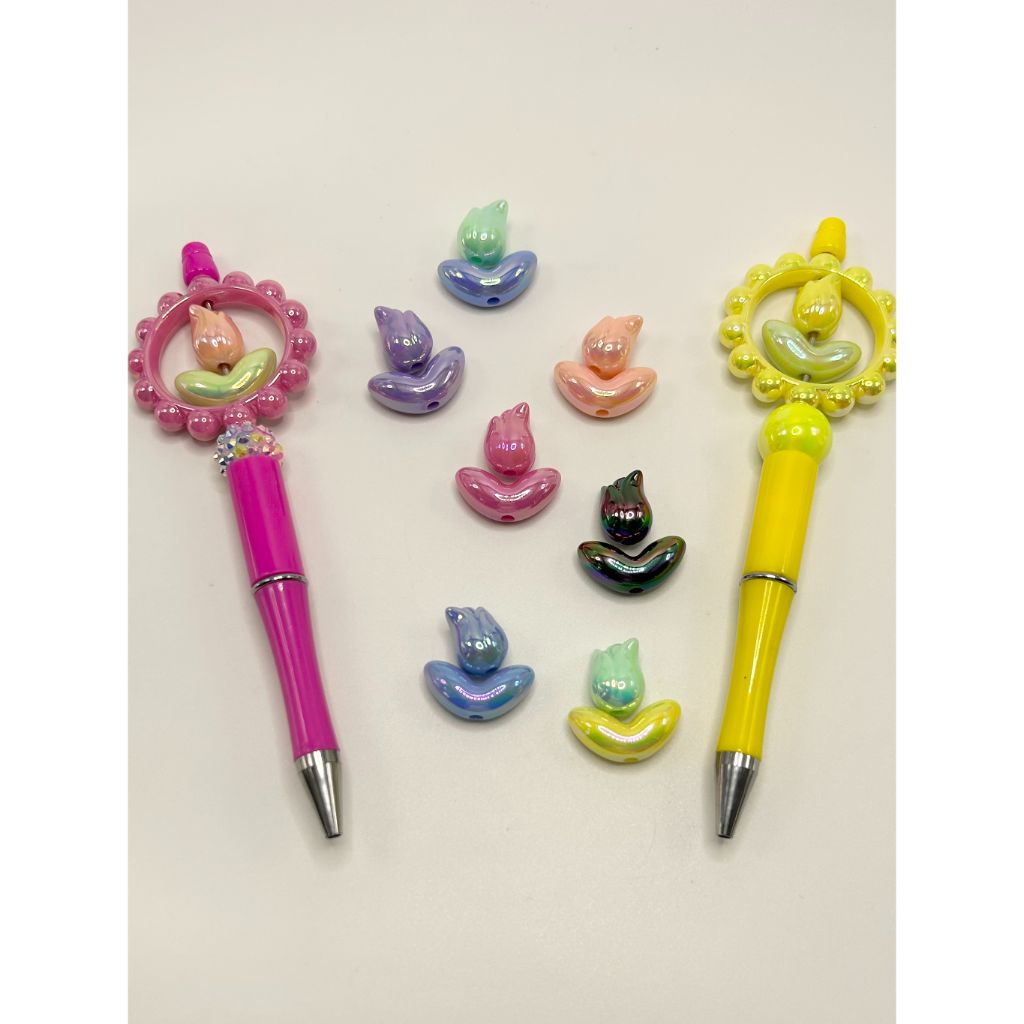 Rose Tulip Flower Random Mixed Color Acrylic Beads