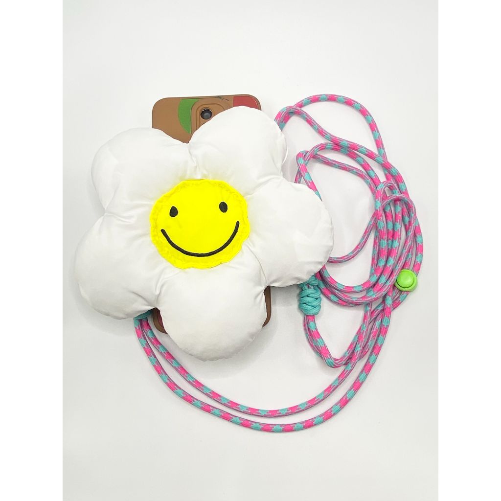 Smiling Face Phone Holder Clip Sunflower with Hanging String Sling
