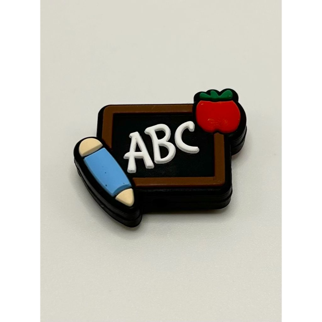ABC Apple Pencil Chalkboard Silicone Focal Beads