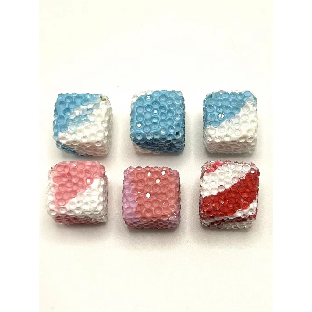 Double Color, Random Mix Cube Clay Beads 14mm PLEASE READ DESCRIPTION