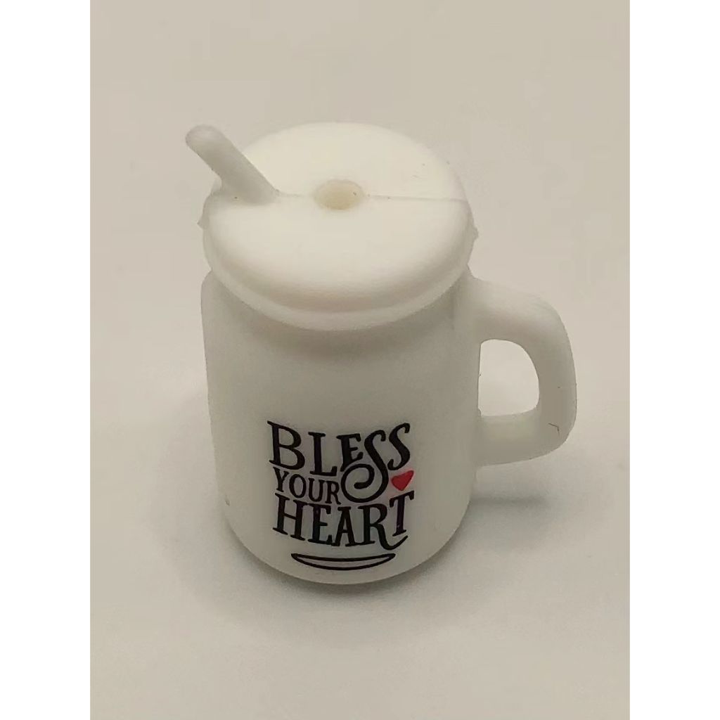 Cup Mug Drink Bless Your Heart 3D Silicone Focal Beads