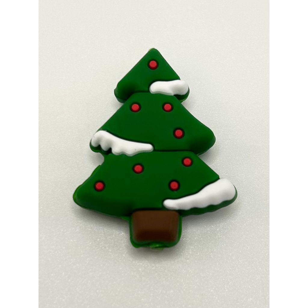 Green Christmas Tree Silicone Focal Beads