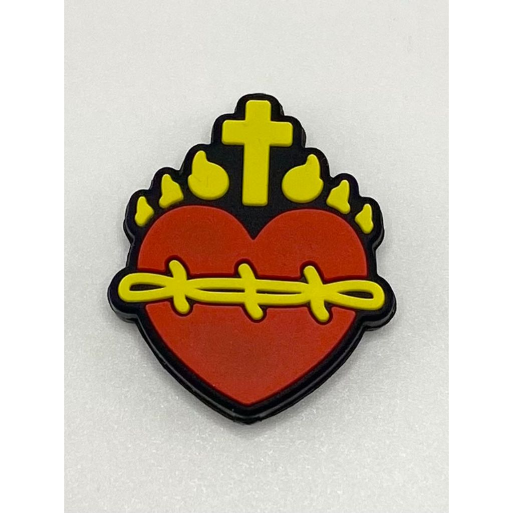 Cross Jusus with Red Heart Silicone Focal Beads
