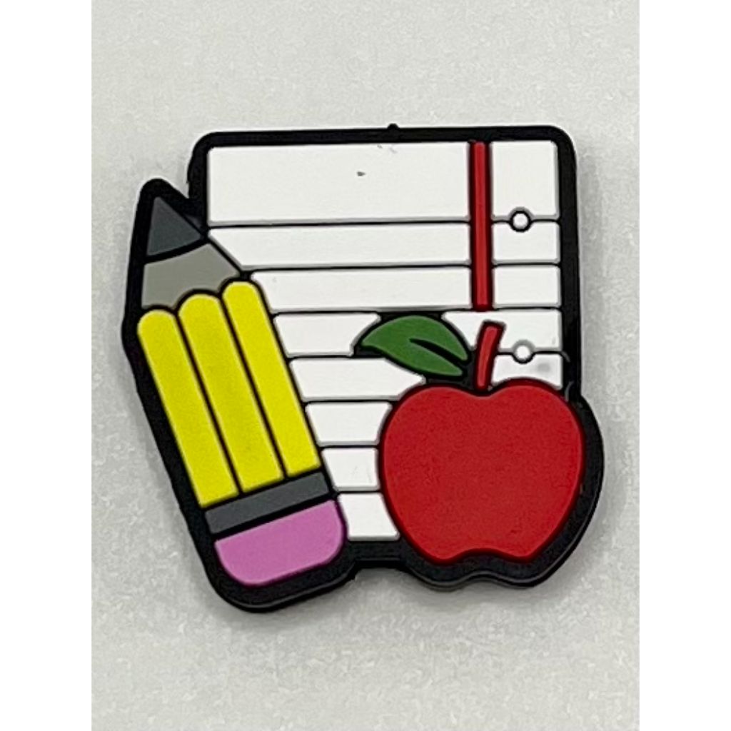 Apple & Pen with Exercise Book Silicone Focal Beads