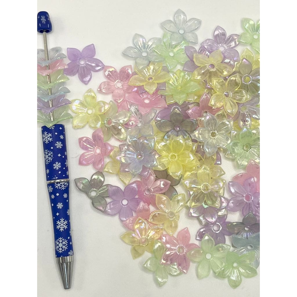 Floral Acrylic Bead Spacer with UV Plating, Flower, Hs