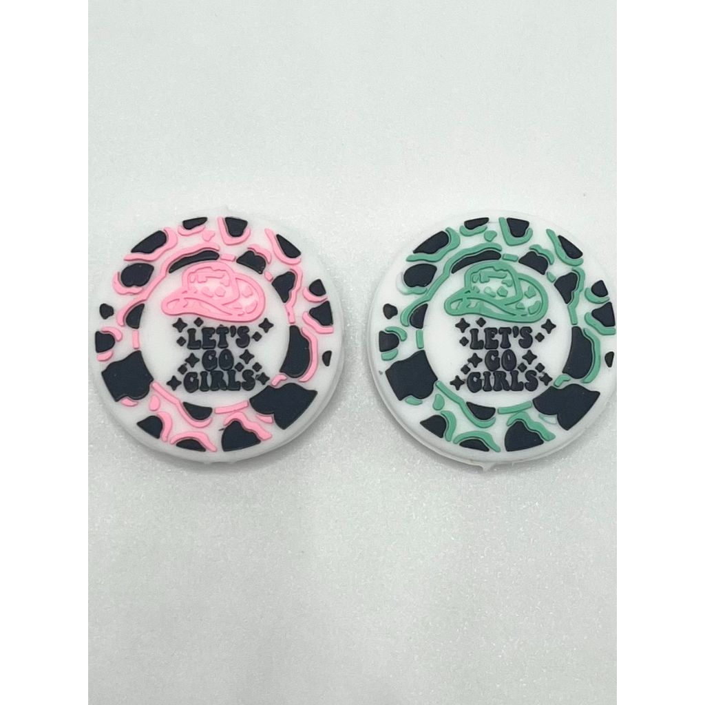 Girl's Cowboy Hat with Cow Print, Western Beads, Western Silicone Focal Beads