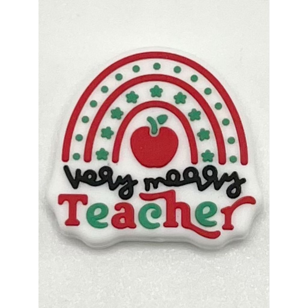 Apple Teacher with Rainbow Silicone Focal Beads