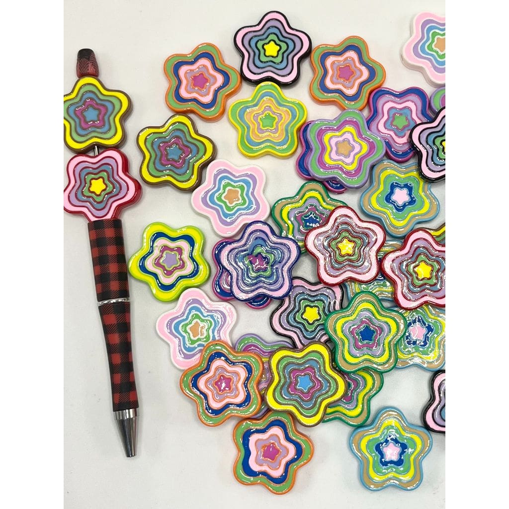 Acrylic Star Beads, Random Mix Color, 30mm, AJ