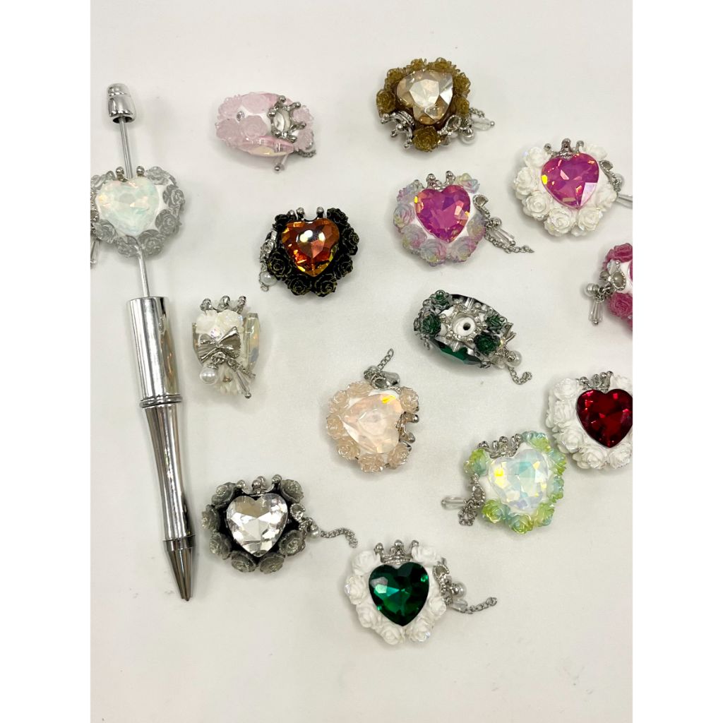 Heart Clay Beads with Shape Clear Heart, Crown, Flower, and Bowknot