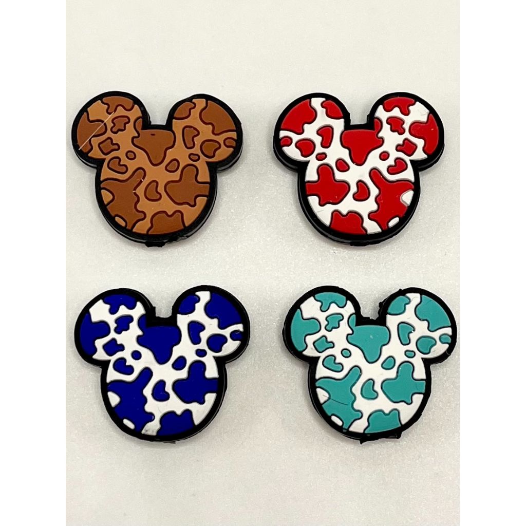 Mouse Head Leopard Print Silicone Focal Beads