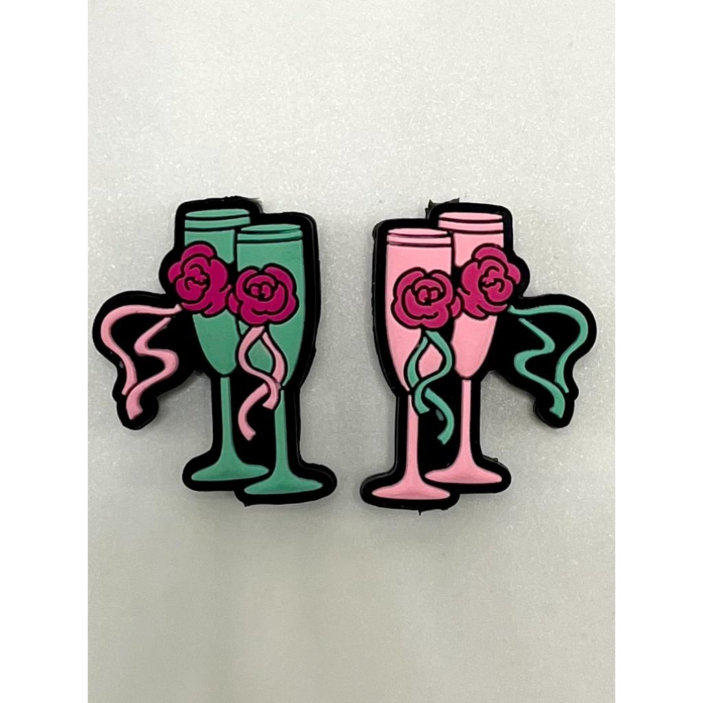 Ribbon with Champagne Glass Silicone Focal Beads