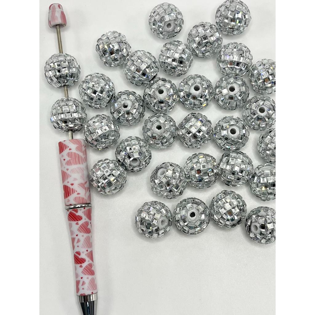Sparkling Disco Ball Beads, 16mm Acrylic Beads with Crystal Rhinestones, Disco Ball Shape