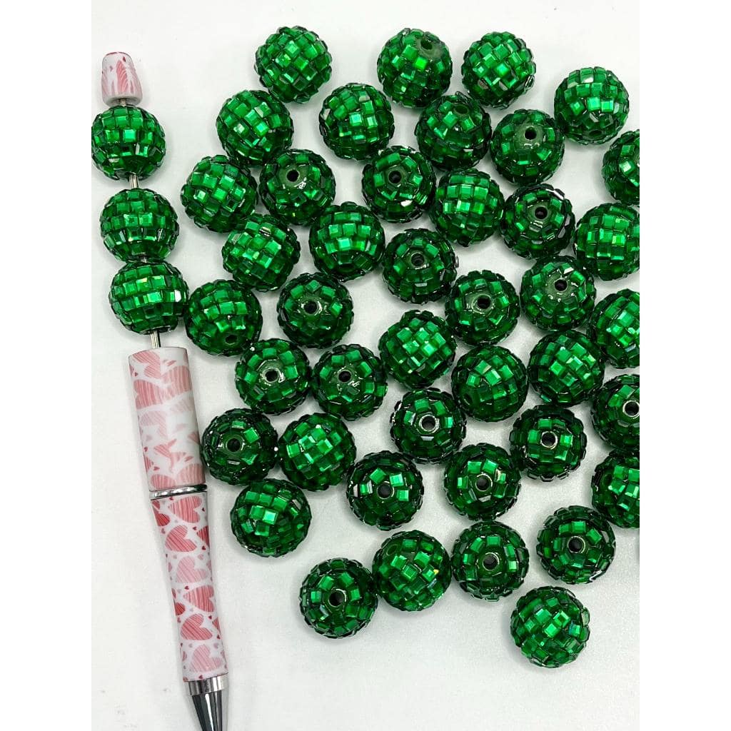 Sparkling Disco Ball Beads, 16mm Acrylic Beads with Crystal Rhinestones, Disco Ball Shape
