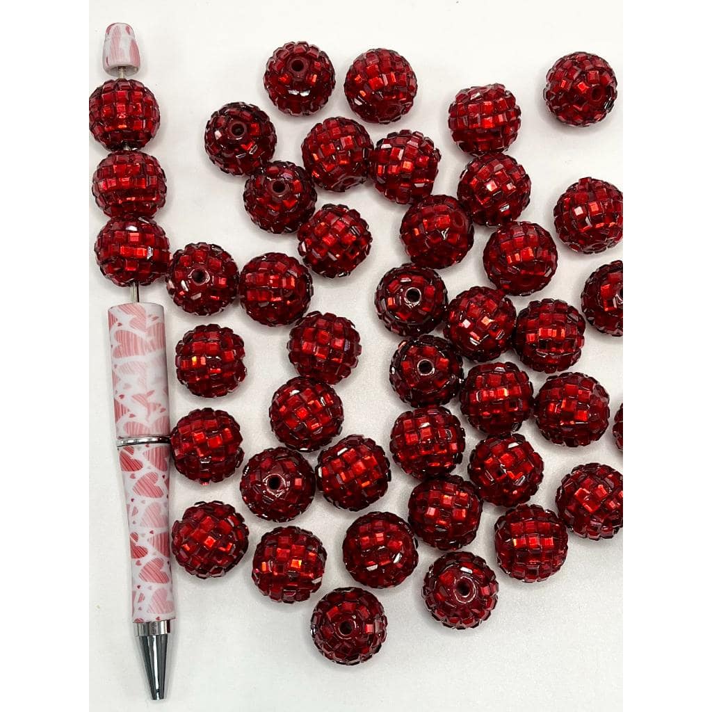 Sparkling Disco Ball Beads, 16mm Acrylic Beads with Crystal Rhinestones, Disco Ball Shape