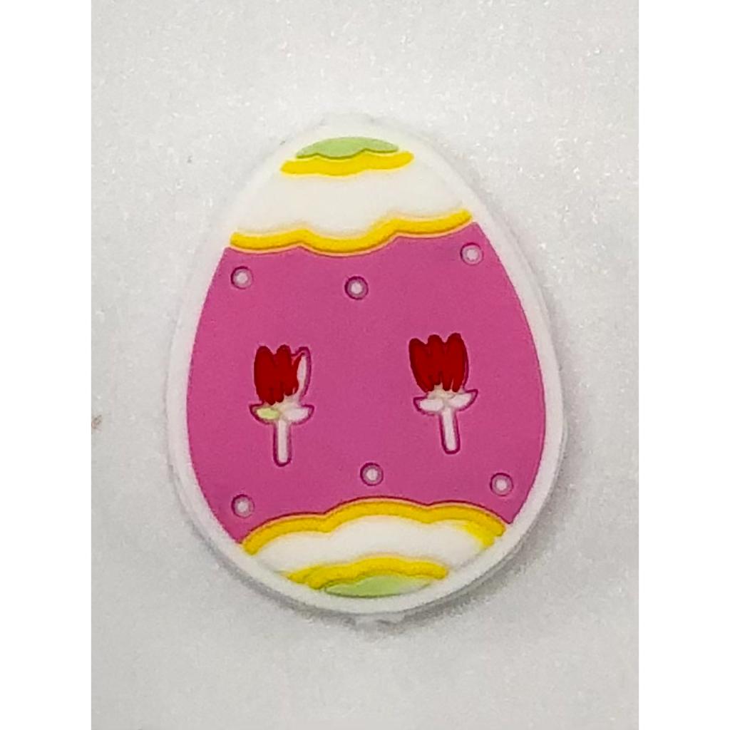 Rose Flower with Easter Egg Silicone Focal Beads