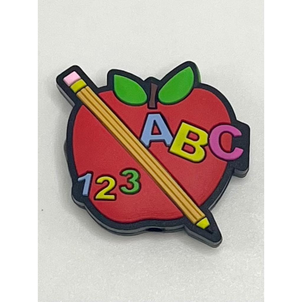 ABC & 123 with Pencil Apple Silicone Focal Beads