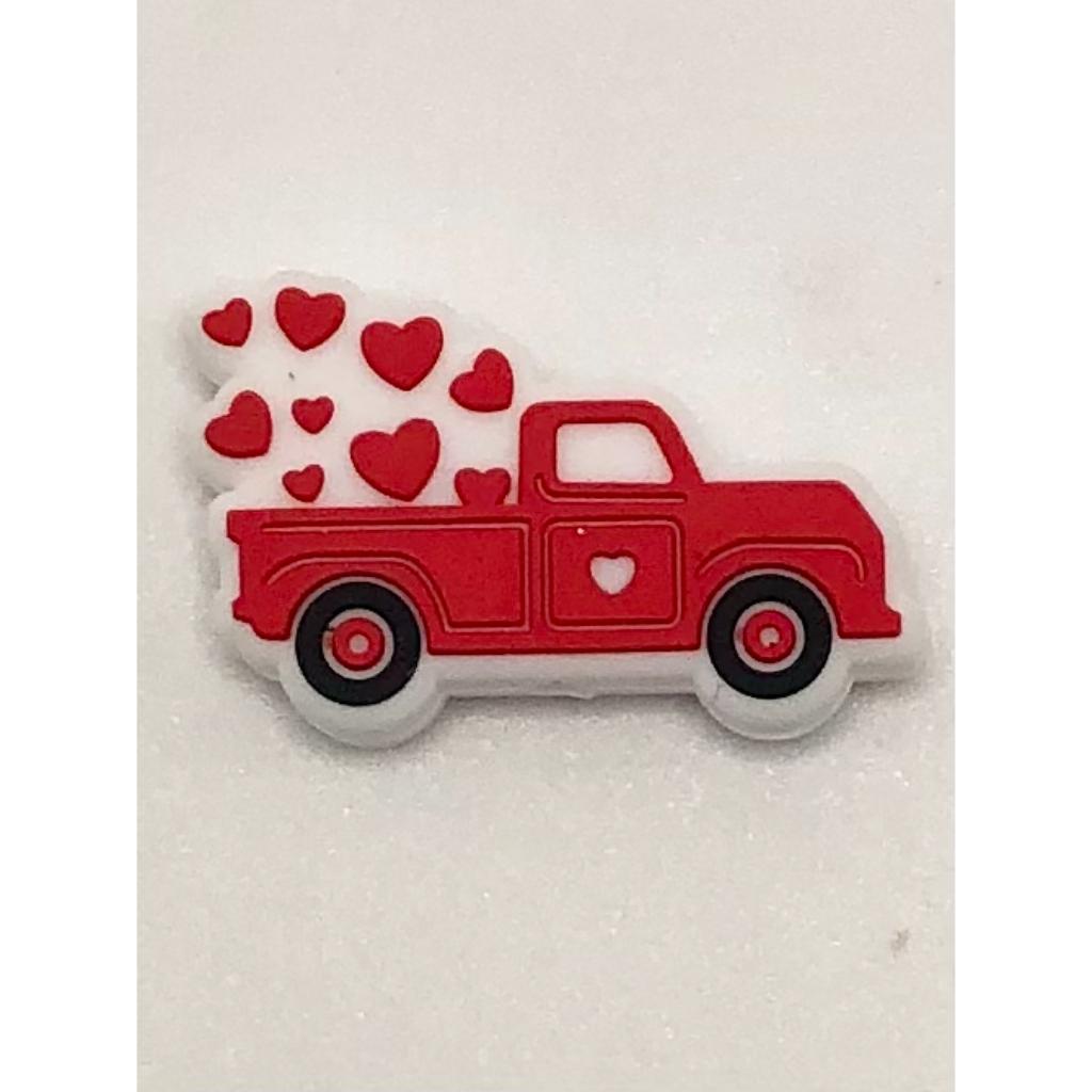 Truck with Small Red Heart Love Red Car Silicone Focal Beads