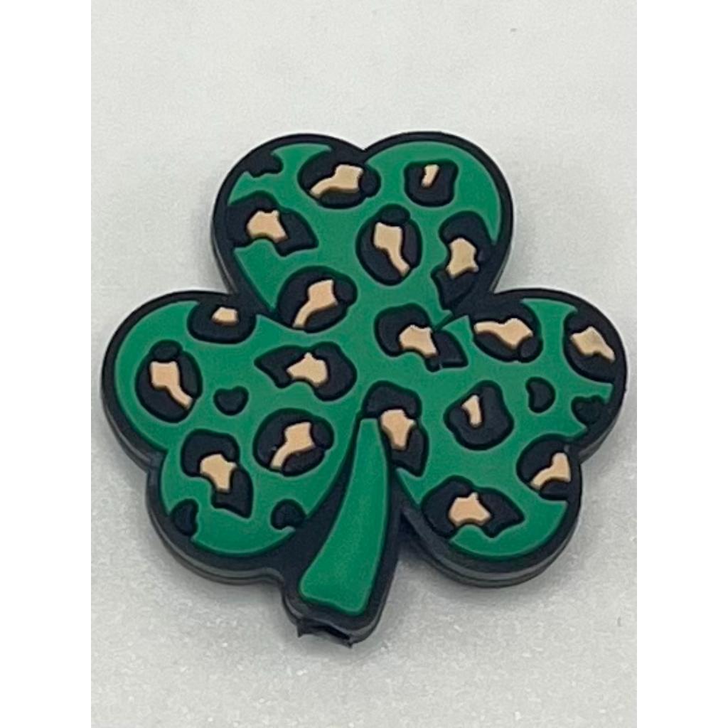 Lucky Leaf Clover Shamrock Jaguar Print St. Patrick's Day Silicone Focal Beads