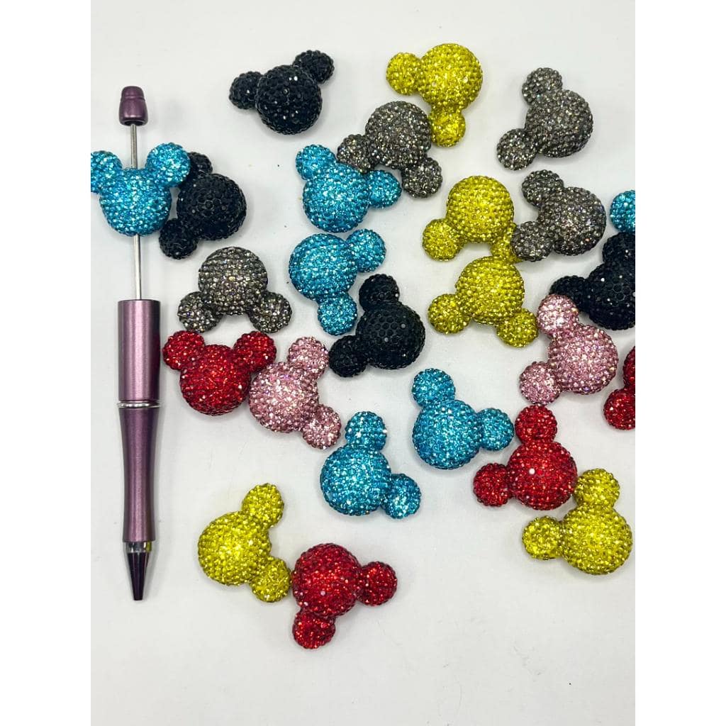 Mouse Head with Rhinestones Clay Beads