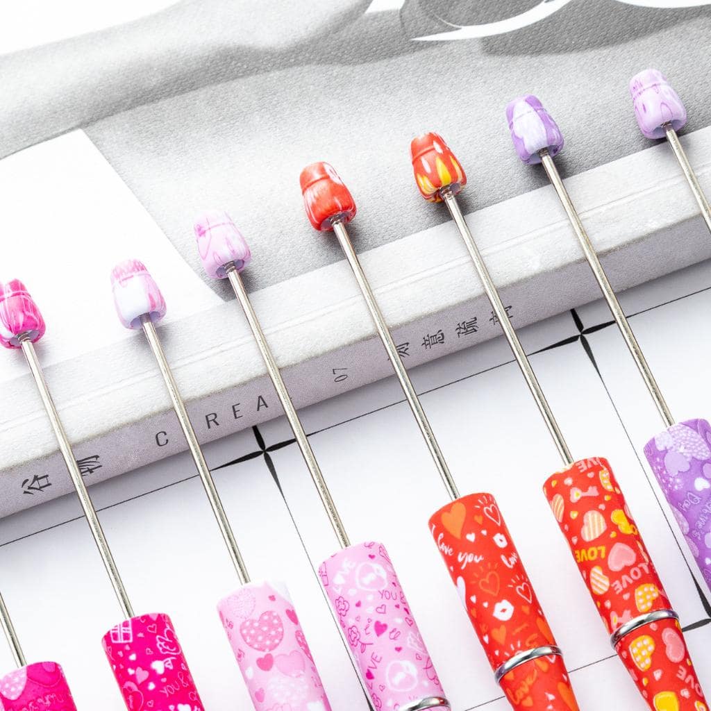 Loving Hearts Valentine's Day Printed Beadable Pens Random Mix