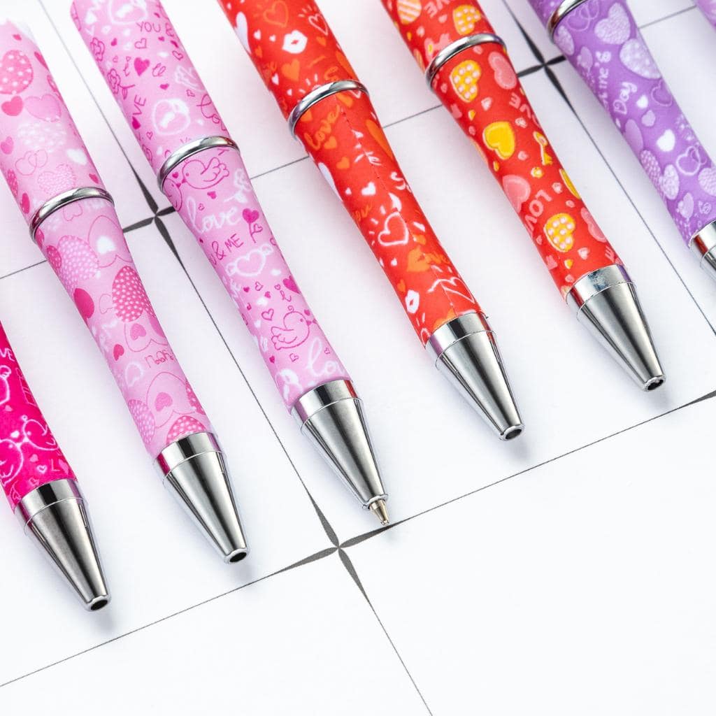 Loving Hearts Valentine's Day Printed Beadable Pens Random Mix