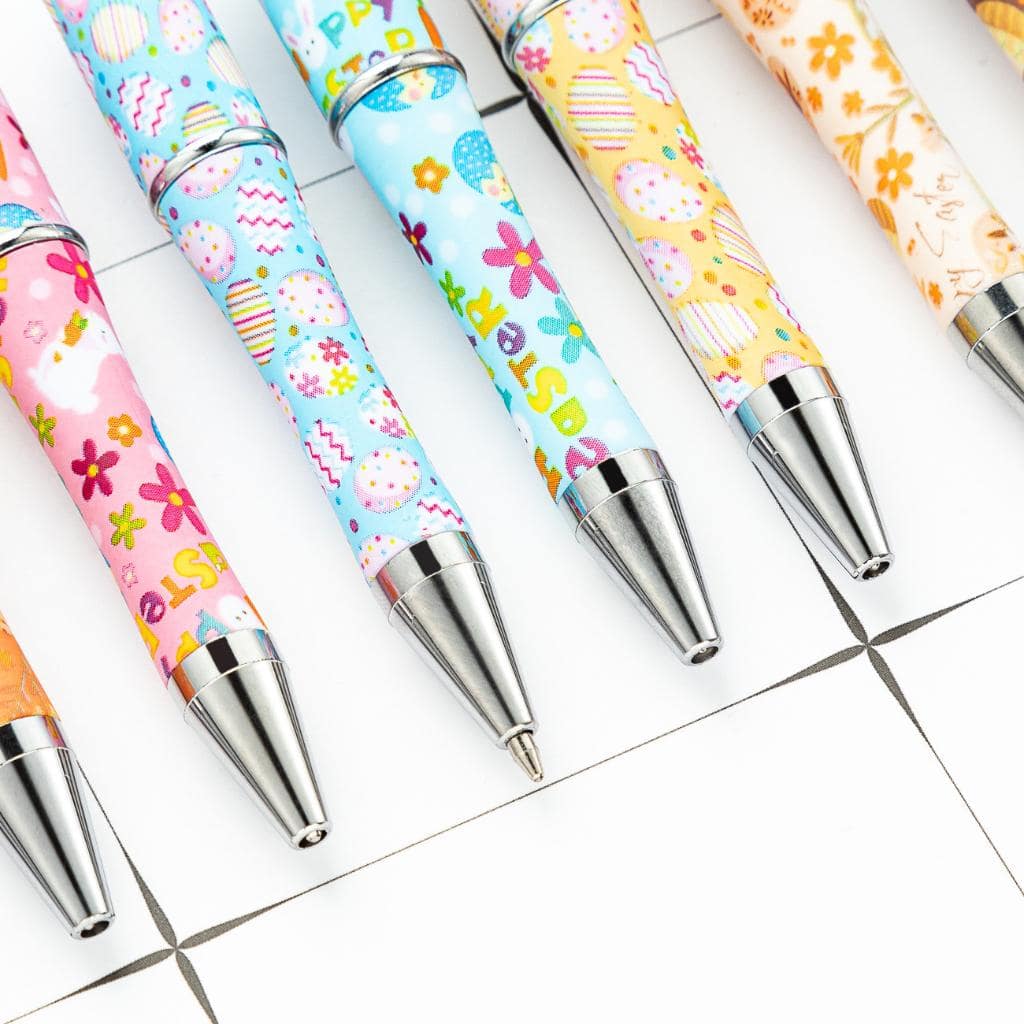 Easter Bunnies and Easter Eggs Easter Pens, Printed Beadable Pens