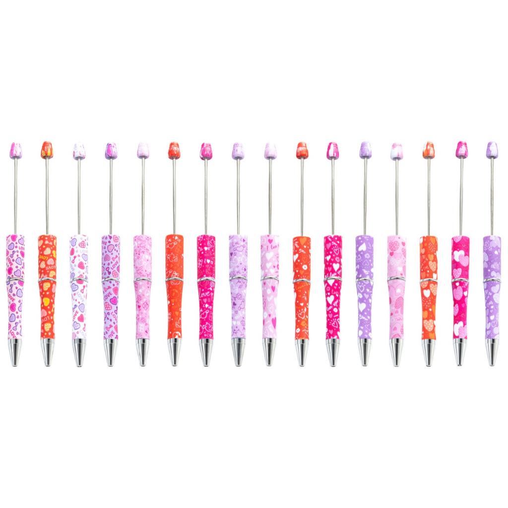 Loving Hearts Valentine's Day Printed Beadable Pens Random Mix