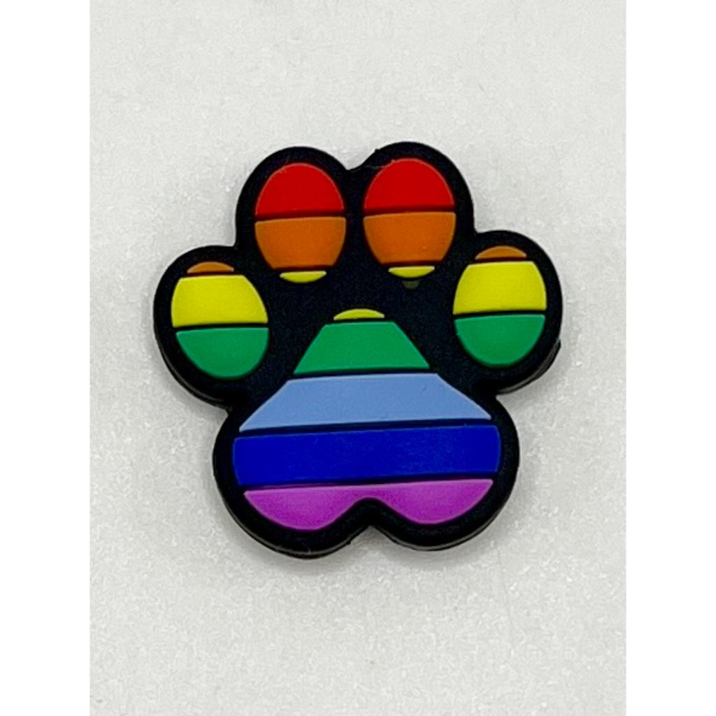 Cat Dog Pet Animal Rainbow Paw Silicone Focal Beads