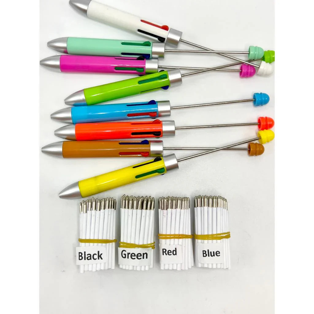 Beaded Multicolor Pens with Four Inks and Colorful pens Refills