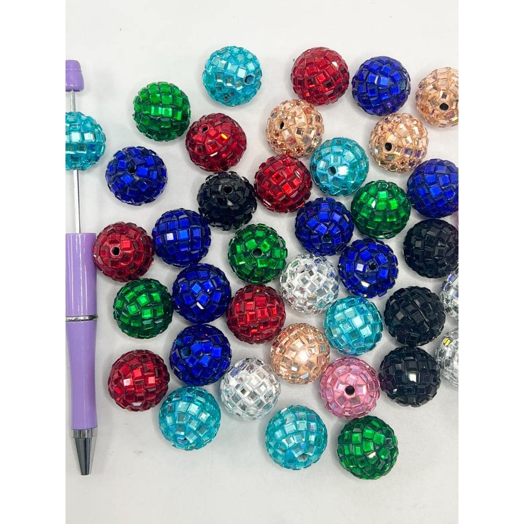 Disco Ball Sparkling Clay Beads with Crystal Rhinestones, 20mm