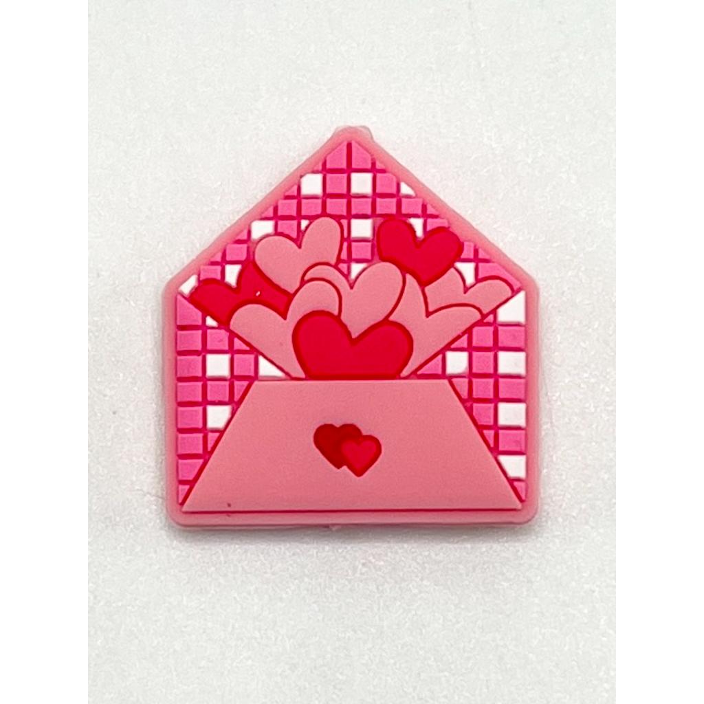 Heart Love Letter Envelope Pink Silicone Focal Beads