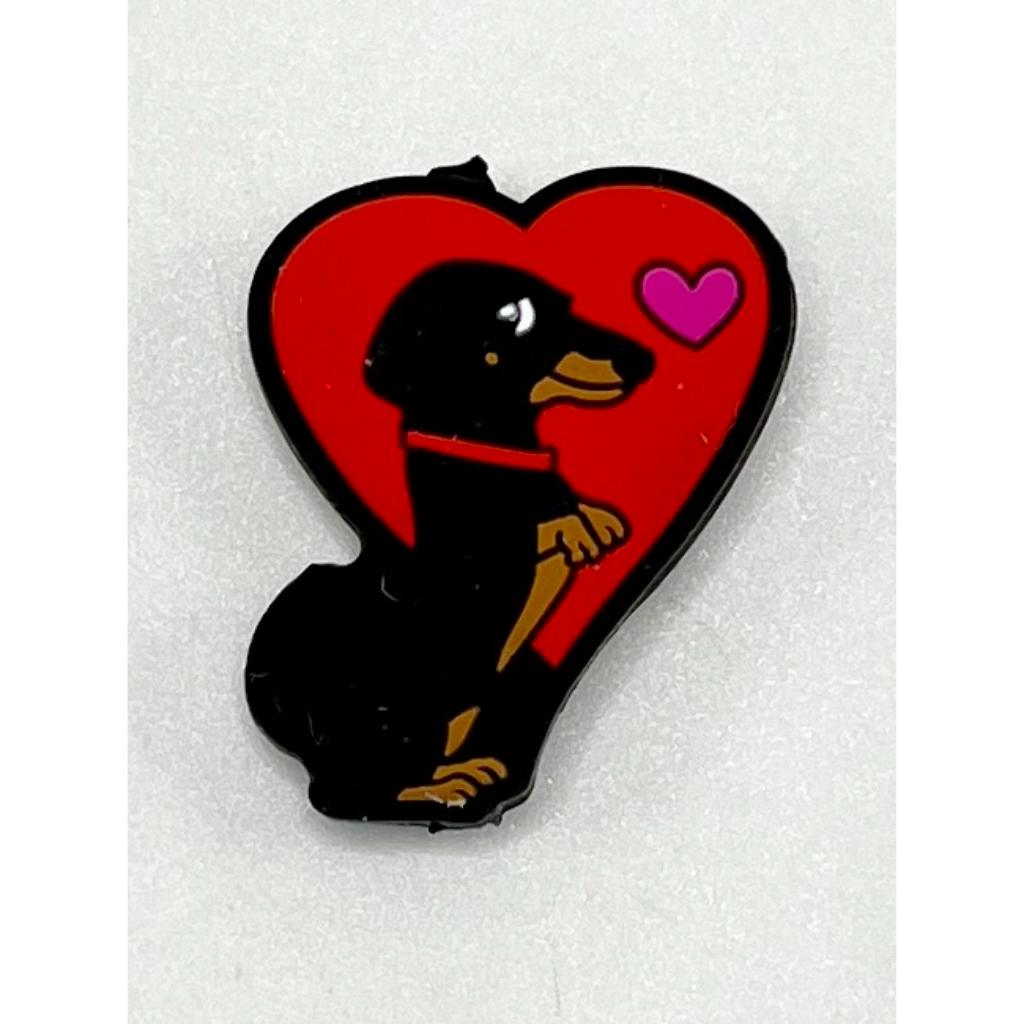 Red Heart with Wiener Dog Silicone Focal Beads