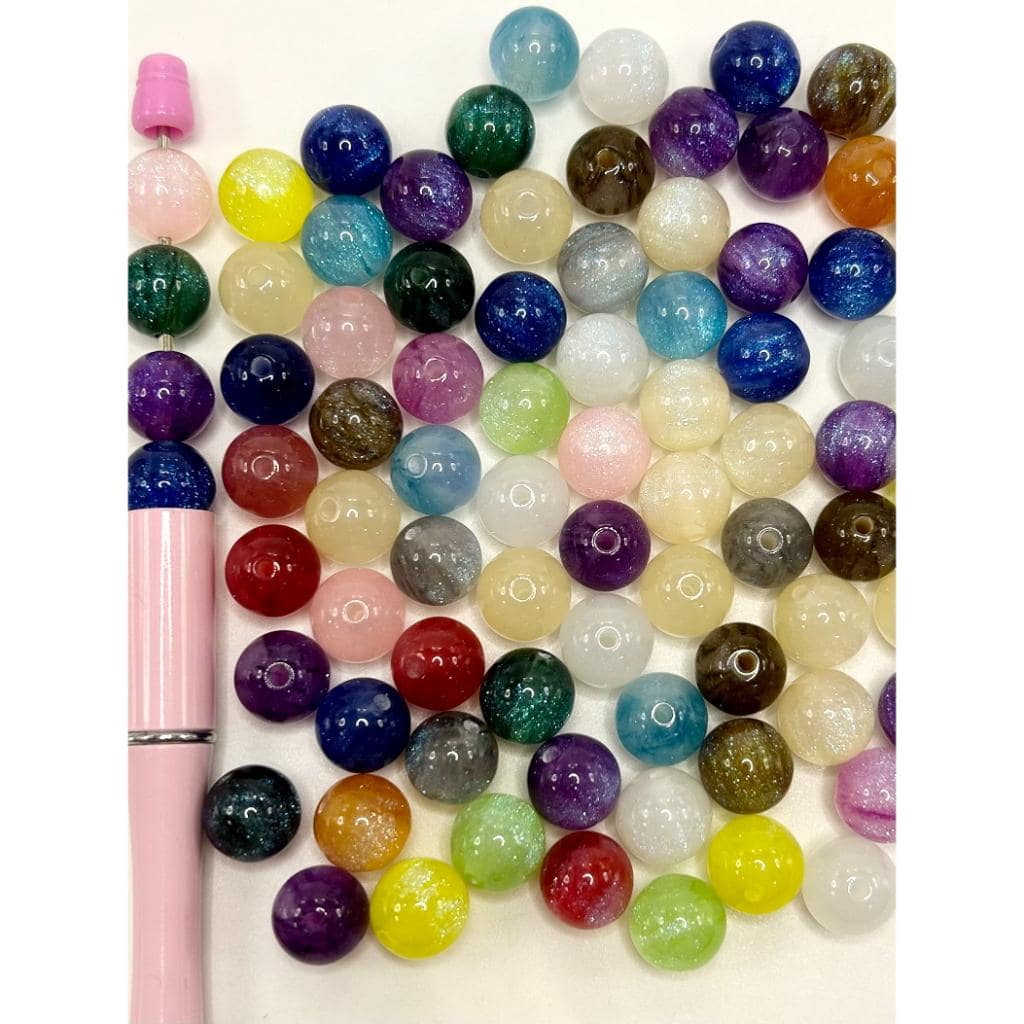 Shiny Glitter Inside Acrylic Beads, 12mm, Random Mix Color, WM