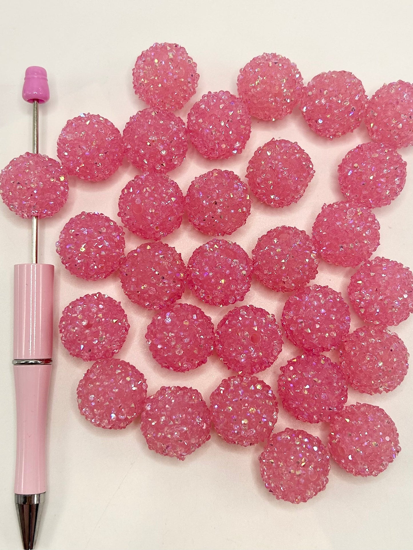 Pink Color Hard Acrylic Sugar Beads, 20mm